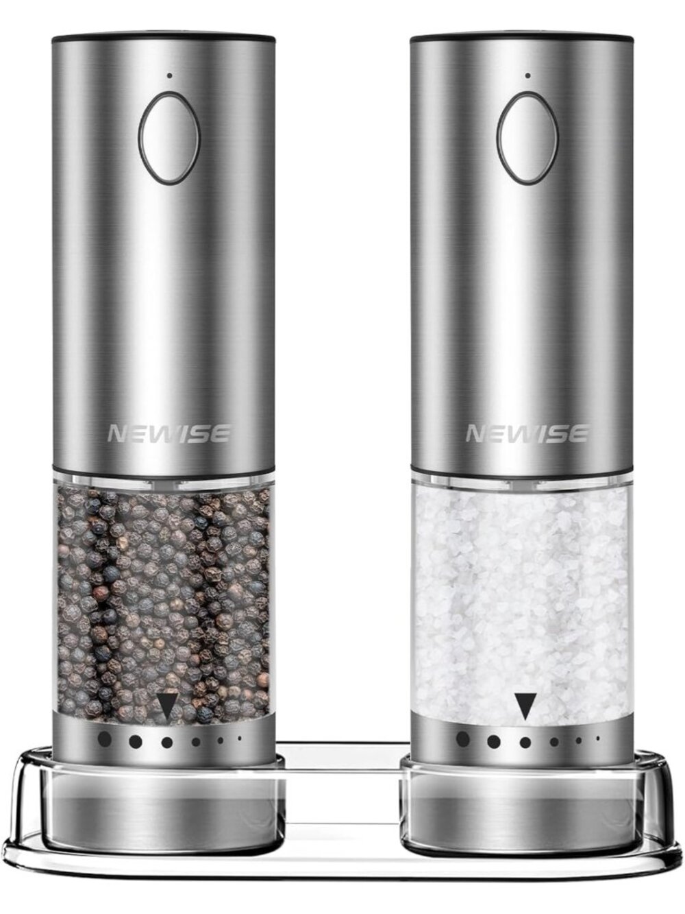 Rechargeable Stainless Steel Electric Salt & Pepper Grinder Set - Adjustable